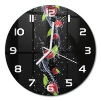 Runde Design-Glas-Wanduhr Aus GehäRtetem Glas Kirschen WeißE Zeiger Fi30 Cm