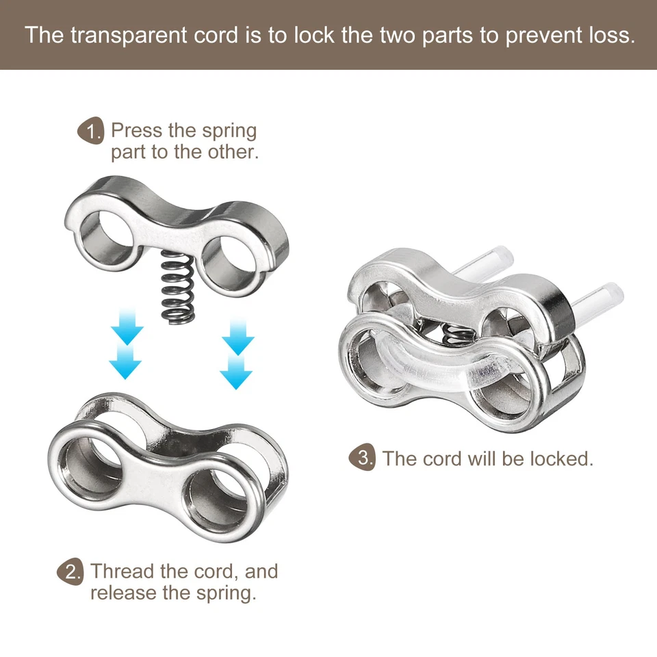 10 peças cabo de mola de liga leve trava extremidades alternador para cadarços prata brilhante 15,6x9,4 mm - Imagem 4 de 4