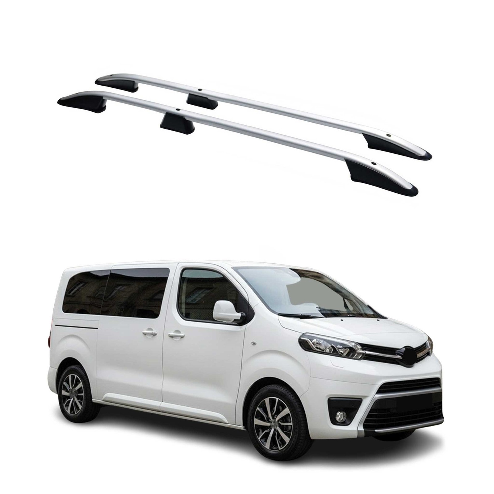 Barres de toit longitudinales alu gris Toyota Proace 2016-2026 L1 utilitaire