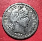 1903O US Barber SILVER Dime "New Orleans" Mint! FINE Details! Old US Coin!