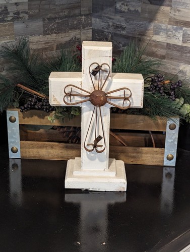 White Wooden Cross Decor & Mexican Art | Decorative Cross is Indoor Home Decor - Picture 4 of 8
