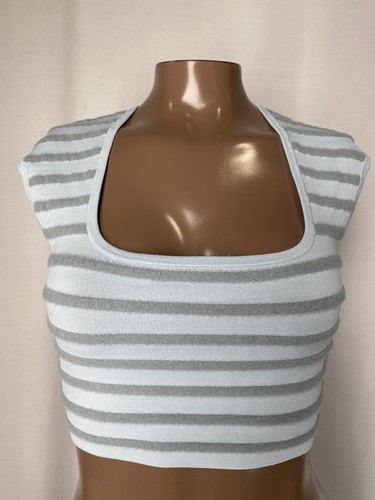 Alexis Womens Cropped Shirt Powder Blue Size S Emille Striped Crop Top