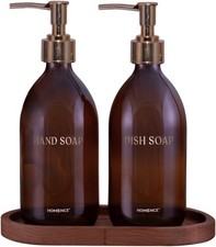 Hands  Dishes Soap Dispenser Set with Bamboo Tray   Refillable Bottles for Hand