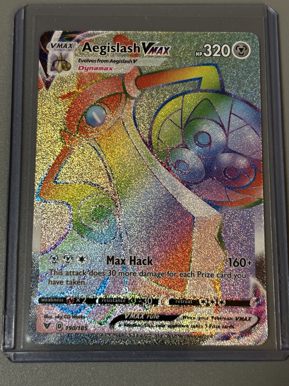 Aegislash VMAX 190/185 Vivid Voltage Holo 2020 Pokemon Card Rainbow NM