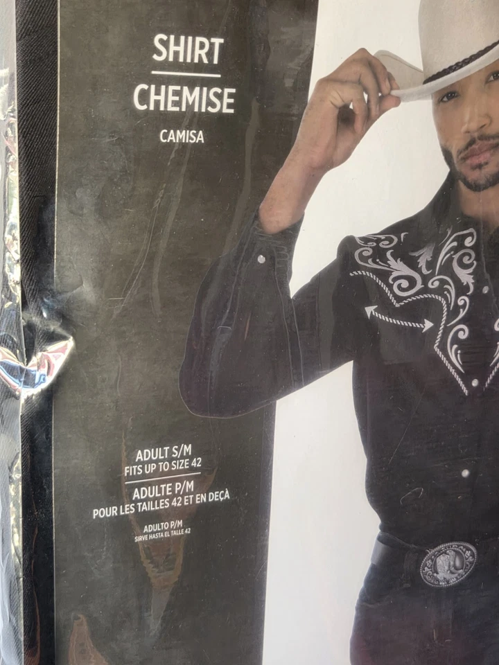 Nuevo Hombre Camisa Occidental Vaquero Vestir Halloween Adulto Disfraz Adulto S/M Foto 2 de 4