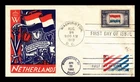 US COVER NETHERLANDS FDC TIME TRAVEL COMBO WWII PATRIOTIC THERMOGRAPHED