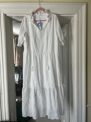 sachin and babi light blue dress CUPSHE White Cotton Embroidery Anglaise Midi dress L