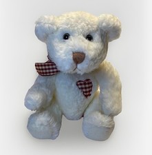 Russ Berrie Plush Teddy Bear 5 Inch Cream True Heart Plaid Ribbon Heartwarmer
