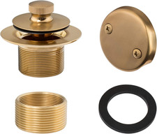 Lift Turn Tub Trim Set with Two-Hole Overflow Faceplate, All Brass Bathtub Con