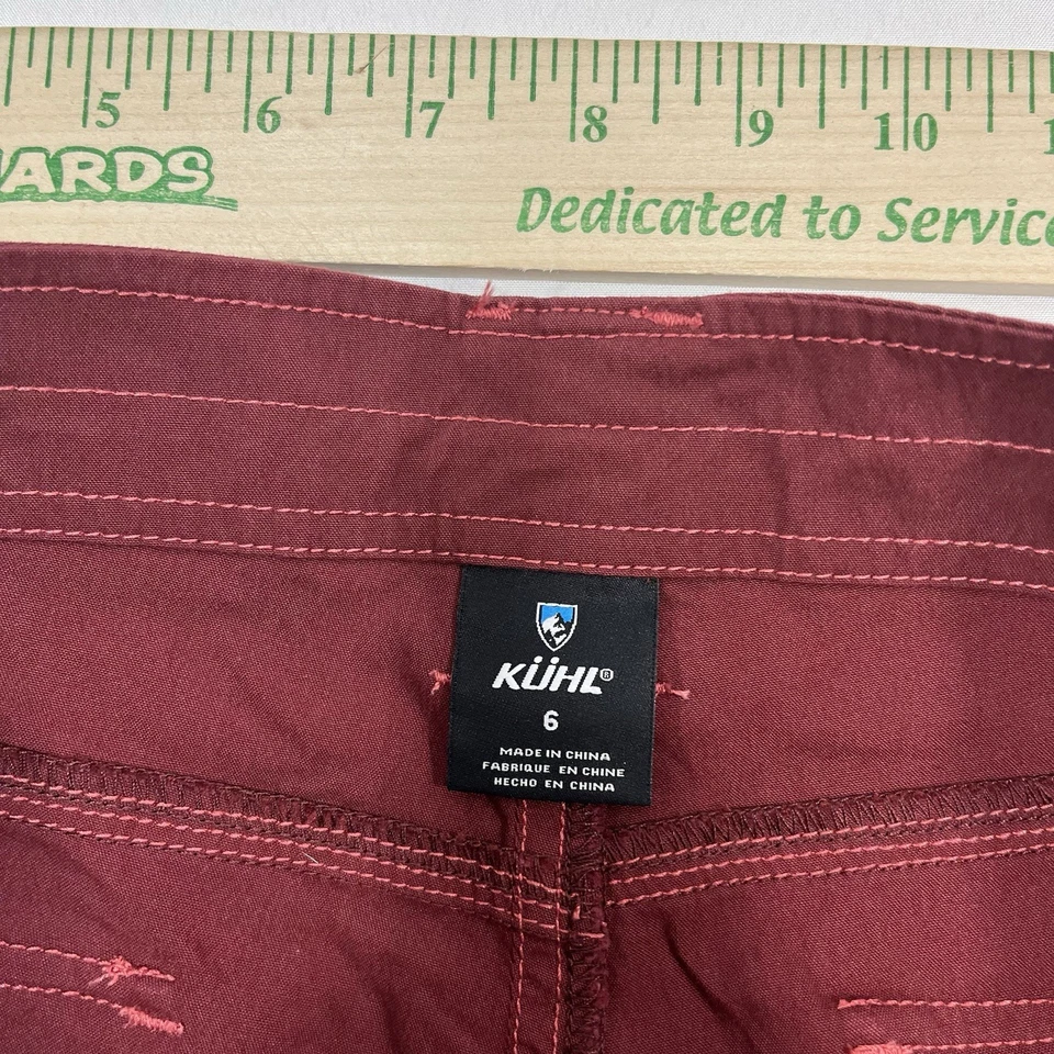 Pantalones Cortos KUHL Para Mujer 6 Rojo Carga Exterior Utilidad Senderismo Informal Algodón Mezcla de Nylon Foto 3 de 4