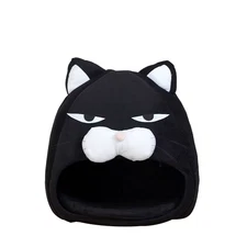 Foldable Cat House Soft Pet Nest with Cushion Cute Cartoon House for Cats Dogs W
