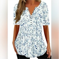 NWT Womens Floral Short Sleeve Babydoll Summer Top / Small