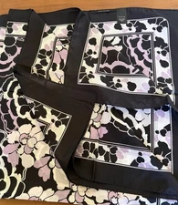 ELIE TAHARI LAVENDAR WHITE BLACK SILK SCARF 30" X 30"