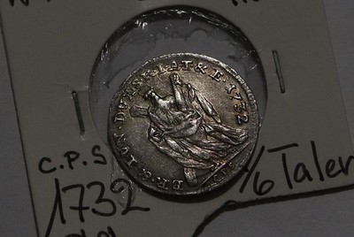     GERMANY BRAUNS-CA-HAN. 1/6 THALER 1732 HIGH GRADE B86 WT48