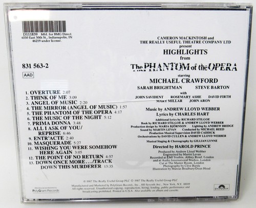 The Phantom Of The Opera Highlights From Original Cast Recording CD 1987 Polydor - Picture 2 of 6