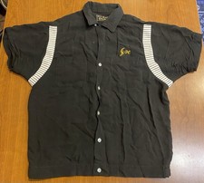 50s Boxy Chainstitch Bowling Shirt S/M Missing Button Loop Collar Joe Black VTG