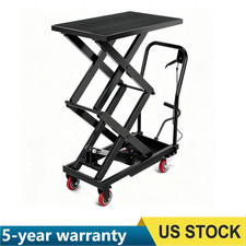 50 Hydraulic Lift Table Cart 330lbs Wheels Manual Double Scissor Lift Table 50 Hydraulic Lift Table Cart 330lbs Wheels Manual Double Scissor Lift Table