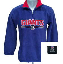New York Giants 1/4 Zip Thick Pullover Fleece L Large 14-16 Blue Kids Boys Youth