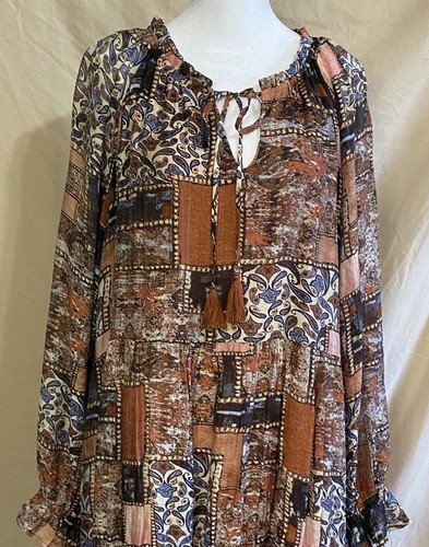 Hayden Kleid 1XL Langarm gefüttert leicht Paisley Boho Plus Damen - Bild 1 von 14