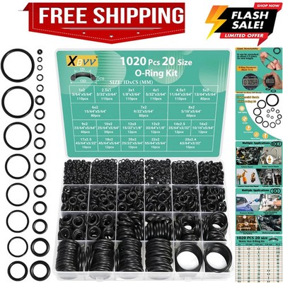 1020 Pcs O Ring Kit 20 Size Nitrile Rubber O Ring Assortment Set for Car Auto...