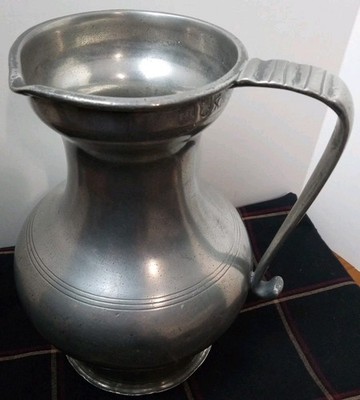 Antique B&P London xxX Fine Pewter Pitcher Side Spout Dragon Touchmark Charger