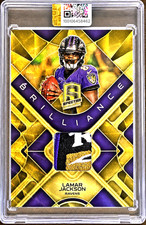 2023 Panini Spectra Brilliance Gold Lamar Jackson 4 COLOR LOGO PATCH #BRILJA 1/1