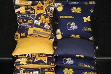 8 CORNHOLE BEANBAGS made w University of MICHIGAN WOLVERINES Fabric ACA Reg Bags