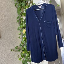 Victoria  s Secret blue long sleeve Sleep shirt medium button up