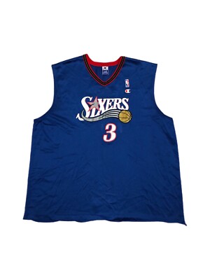 Vtg 90s Allen Iverson Philadelphia Sixers 76ers Blue