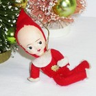 Vintage Christmas Pixie Elf Shelf Sitter Ornament Composite Face MCM Japan Red — photo 3
