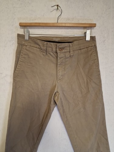 Pantalón CARHARTT WIP Sid Ropa de Trabajo Hombres Pantalones Beige Ajustado Cónico W29 L34 - Imagen 2 de 9