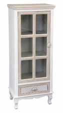 MOBILE VETRINA VETRINETTA MARRONE BIANCA ANTA CON CASSETTO LEGNO SHABBY CHIC