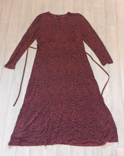 New Look Maternity Size 14 Red Patterned Long Sleeved Dress Self Tie Belt