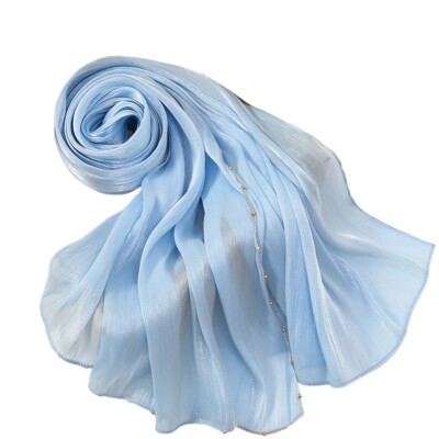 Damen Einfarbig Chiffon Falten Schal Tuch Halstuch Dünn Strand Kopftuch Schals