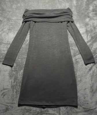 Aritzia Wilfred Free Off The Shoulder Mini Dress Womens XS Gray Fitted Knit