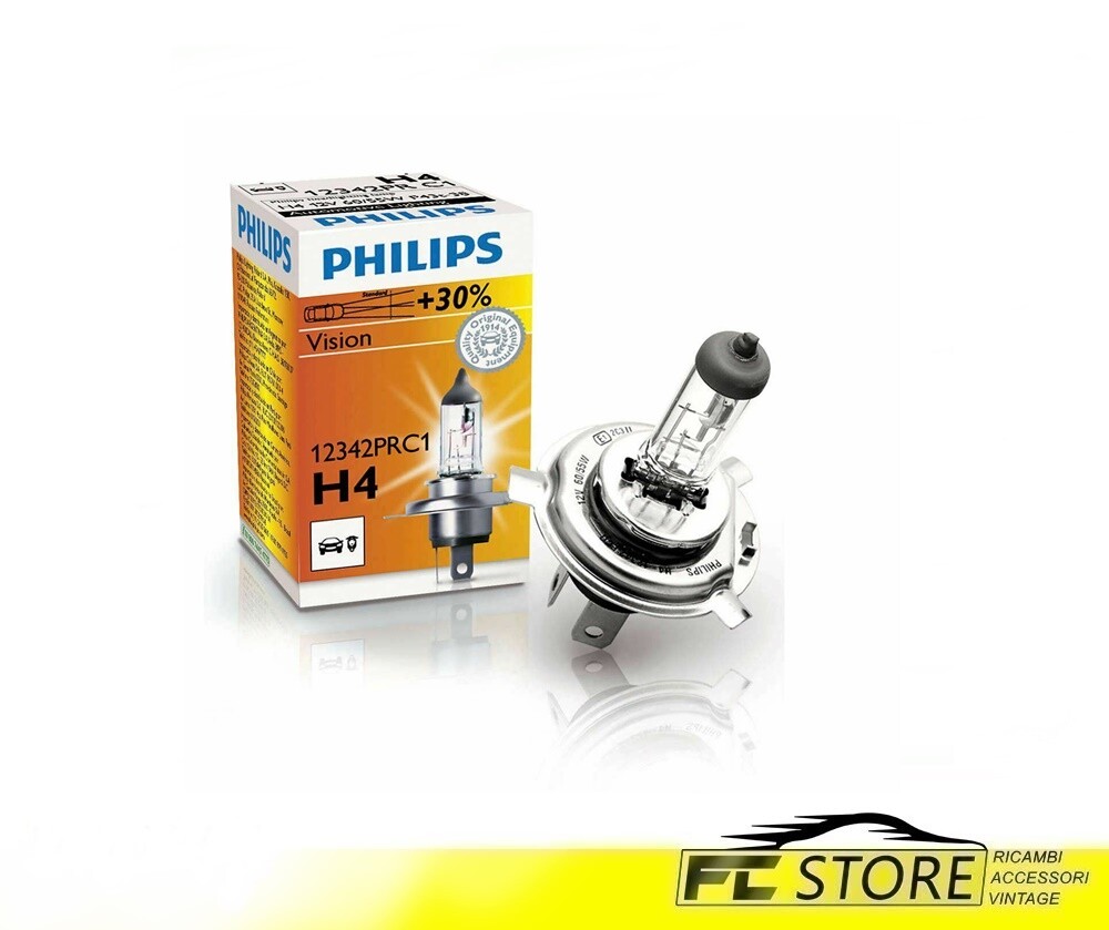 LAMPADA LAMPADINA FARO AUTO PHILIPS H4 VISION +30% LUCE 12V 60/55W 12342PRC1