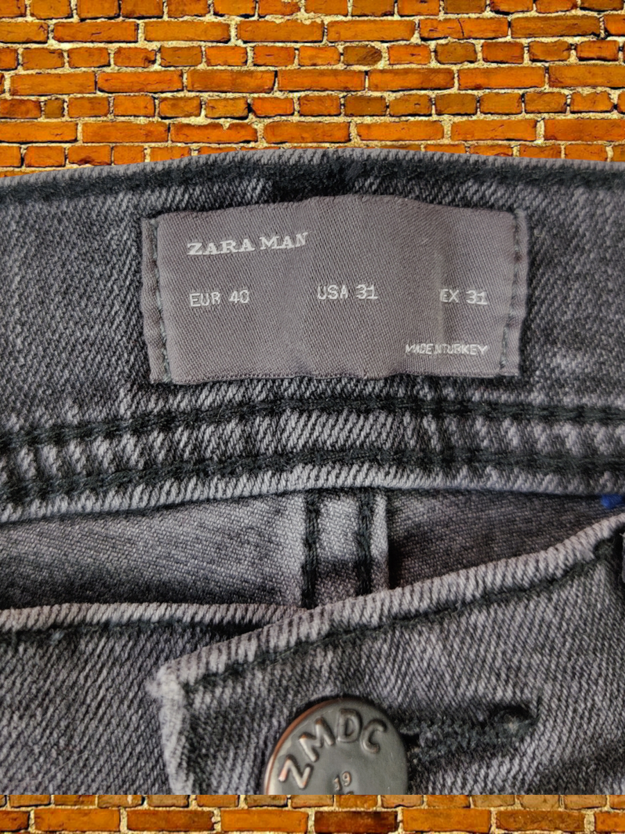 MEN ZARA MAN EUR 40 W31 L27 GREY DISTRESSED METAL LOOPS SKINNY
