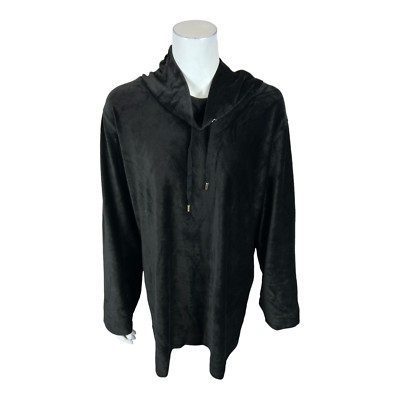 Susan Graver Weekend Petite Solid Mock-Neck Corduroy Tunic Solid Black P5X Size