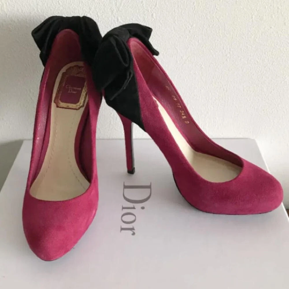 Escarpins Christian Dior talon ruban daim violet EU34,5 US4,5 Japon F/S OCCASION