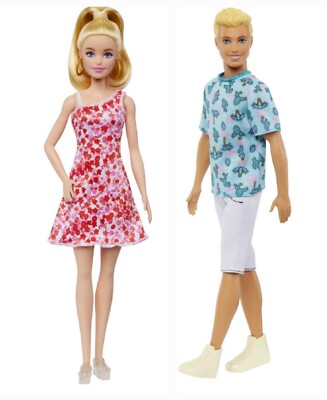 Barbie and Ken Blonde Fashionistas Set, hoop earrings, pink dress Bundle  of  #2