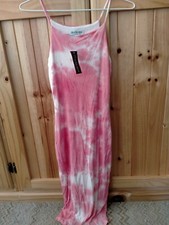 FASHION NOVA pink Tie Dye Dress Ribbed And Lined Size S NEW