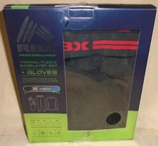 NEW MENS "RBX PERFORMANCE THERMAL FLEECE BASELAYER PANT SHIRT 2 PC SET + GLOVES"