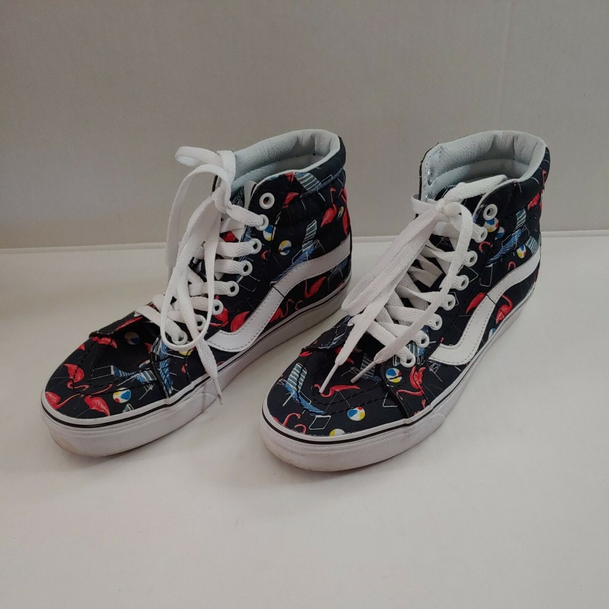 Vans Sk8 Hi Top Pool Vibes Black True White Beach Flamingo  display picture 3
