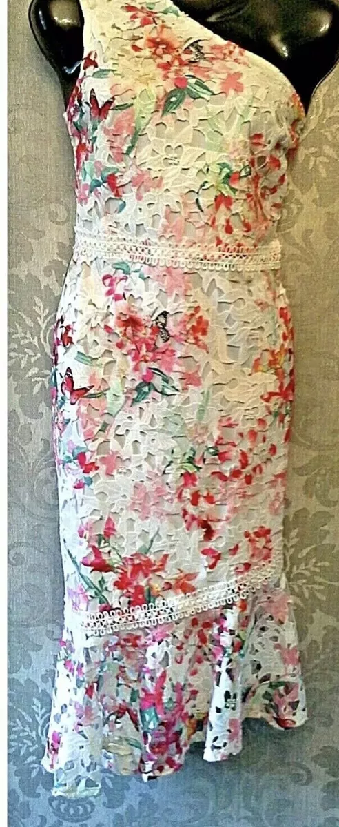 Lipsy delilah print clearance lace one shoulder