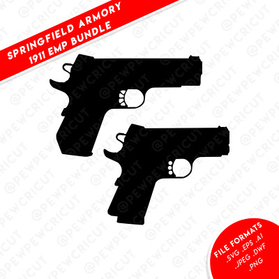 Springfield Armory 1911 EMP SVG - Cricut Files - Gun Silhouettes - Gun Vector