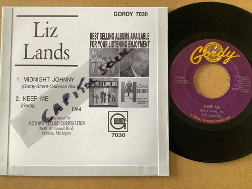 LIZ LANDS - MIDNIGHT JOHNNY - USA 7”on GORDY G-7030 + CUSTOM MADE PICTURE SLEEVE - Picture 2 of 3