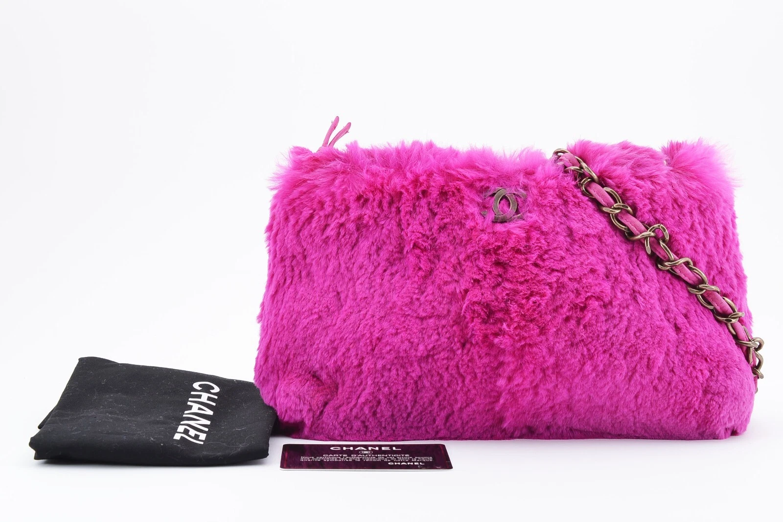 Borsa Chanel Lapin pelliccia di coniglio rosa fucsia [classifica AB+] originale dal Giappone #H180