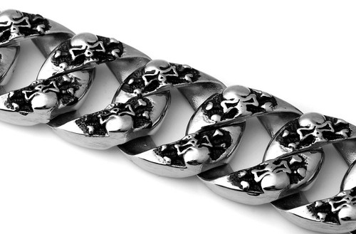 (9"X 29mm) Gothic Heavy Rocker Biker Stainless Steel Bracelet Curb Cuban Chain - Picture 5 of 8