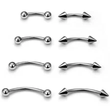 16g Curved Barbell Eyebrow Ring Tongue Snake-Eyes Piercing