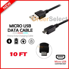 Micro USB 10FT Rapid USB A to B Charger Sync Data Cable Cord (U2A1-MCB-01BLK)